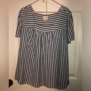 - Size 14, lightweight nautical blue/white stripe oversize summer top , la…